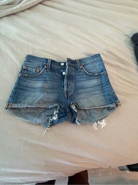 Levi's Distressed Blue Denim Cutoff Shorts